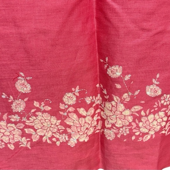 Ann Taylor Size 6 Pink Coral Linen Maxi Skirt Floral Embroidered Beaded Hem‎ - Picture 5 of 11